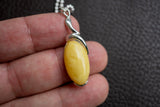 Pendentif en Argent 925 avec Ambre Jaune de la Mer Baltique