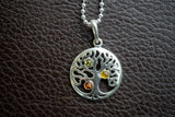 Pendentif Arbre de Vie en Ambre Multicolore (Petit)