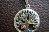 Pendentif Arbre de Vie en Ambre Multicolore (Petit)