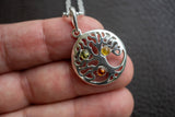 Pendentif Arbre de Vie en Ambre Multicolore (Petit)