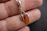 Pendentif en Argent 925 avec Ambre Cognac de la Mer Baltiqud