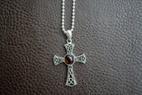 Pendentif Croix Celtique en Argent 925 avec Ambre Cerise