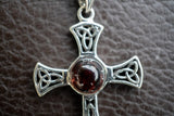 Pendentif Croix Celtique en Argent 925 avec Ambre Cerise