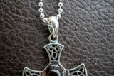 Pendentif Croix Celtique en Argent 925 avec Ambre Cerise