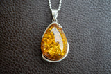 Pendentif en Argent 925 avec Ambre Jaune de la Mer Baltique