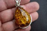 Pendentif en Argent 925 avec Ambre Jaune de la Mer Baltique