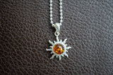 Pendentif Soleil en Ambre Cognac de la Mer Baltique (Moyen)