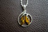 Pendentif en Argent 925 avec Ambre Vert de la Mer Baltique