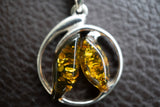 Pendentif en Argent 925 avec Ambre Vert de la Mer Baltique