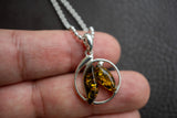 Pendentif en Argent 925 avec Ambre Vert de la Mer Baltique
