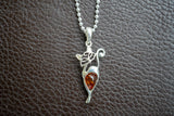 Pendentif en Argent 925 en Forme de Chat avec Ambre Cognac