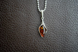 Pendentif en Argent 925 avec Ambre cognac de la Mer Baltique