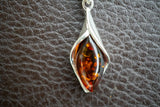 Pendentif en Argent 925 avec Ambre cognac de la Mer Baltique