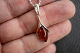 Pendentif en Argent 925 avec Ambre cognac de la Mer Baltique