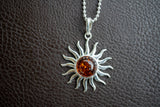 Pendentif Soleil en Ambre Cognac de la Mer Baltique (Grand)