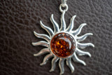 Pendentif Soleil en Ambre Cognac de la Mer Baltique (Grand)