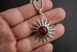 Pendentif Soleil en Ambre Cognac de la Mer Baltique (Grand)