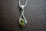 Pendentif en Argent 925 avec Ambre Vert de la Mer Baltique