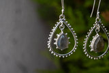 Boucles d'oreilles avec labradorites grises en argent 925