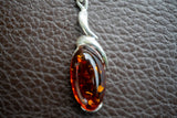 Pendentif en Argent 925 avec Ambre Cognac de la Mer Baltique
