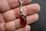 Pendentif en Argent 925 avec Ambre Cognac de la Mer Baltique