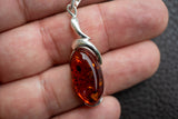 Pendentif en Argent 925 avec Ambre Cognac de la Mer Baltique