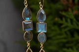 Boucles d'oreilles en Argent 925 Vermeil et Labradorites Grises