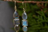 Boucles d'oreilles en Argent 925 Vermeil et Labradorites Grises