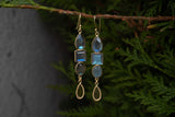 Boucles d'oreilles en Argent 925 Vermeil et Labradorites Grises