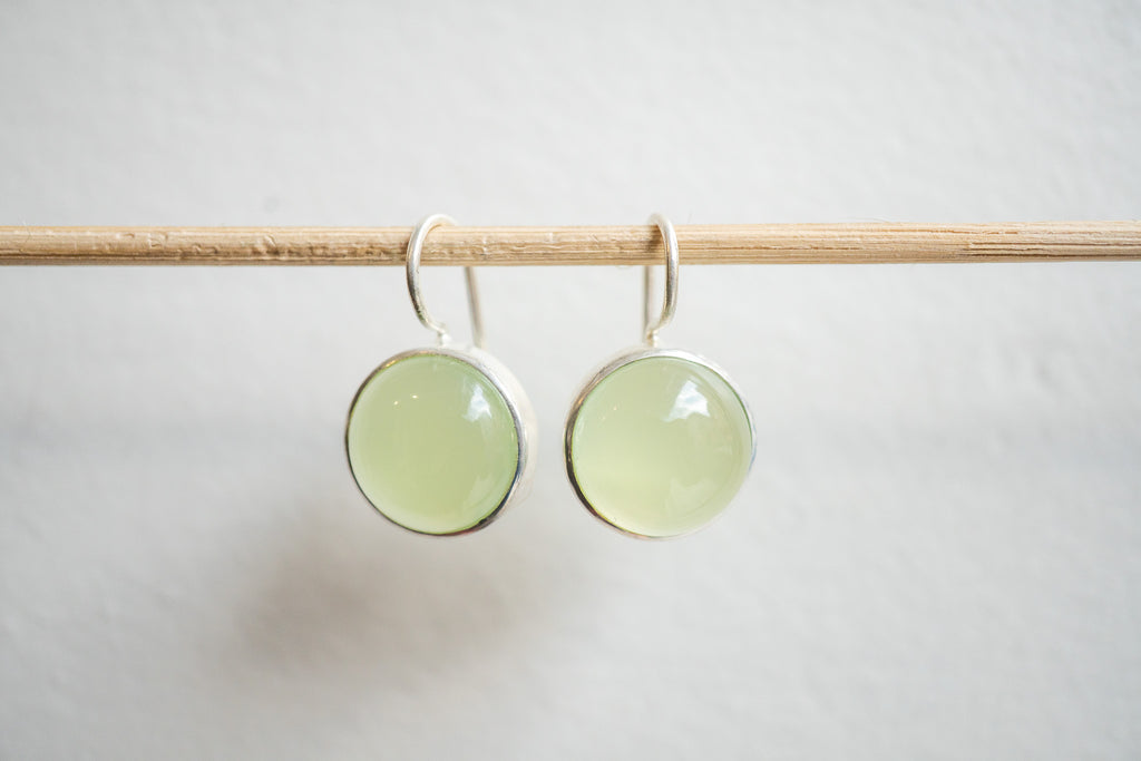 Boucles D'Oreilles Imposantes En Agate Verte Et Argent 925 - Neuf Avec Étiquettes