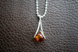 Pendentif en Argent 925 avec Ambre Cognac de la Mer Baltique