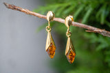 Boucles d'oreilles avec ambre blanc (Vermeil)