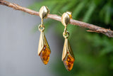 Boucles d'oreilles avec ambre blanc (Vermeil)