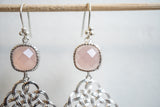 Boucles d'oreilles en agate rose et argent 925