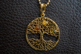 Pendentif Arbre de Vie en Argent 925 Vermeil et Ambre Multicolore