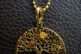 Pendentif Arbre de Vie en Argent 925 Vermeil et Ambre Multicolore