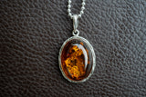 Pendentif en Argent 925 avec Ambre cognac