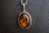 Pendentif en Argent 925 avec Ambre cognac
