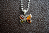 Pendentif Papillon en Ambre Multicolore en argent 925 (petit)