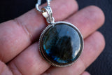 Pendentif en Labradorite avec argent 925 ronde