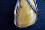 Pendentif en Argent 925 avec Ambre Jaune Naturelle de la Mer Baltique