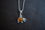 Pendentif Élégant en Forme d'Éléphant en Argent 925 avec Ambre Cognac (petit)