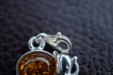 Pendentif Élégant en Forme d'Éléphant en Argent 925 avec Ambre Cognac (petit)