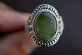 Bague ethnique en argent 925 avec néphrite (jade)