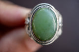 Bague ethnique en argent 925 avec néphrite (jade)