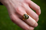 Bague avec ambre vert