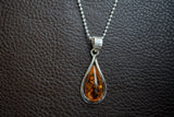 925 Silver Pendant with Baltic Sea Cognac Amber