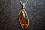 Pendentif en Argent 925 avec Ambre Cognac de la Mer Baltique