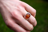 Bague avec ambre cognac