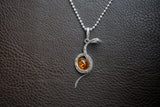 Pendentif Serpent en Argent 925 avec Ambre Cognac de la Mer Baltique